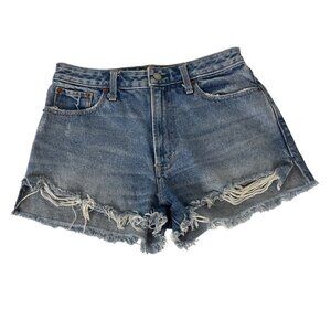 Abercrombie and Fitch Annie High Rise Short Sz 27 Distressed Denim Booty Shorts